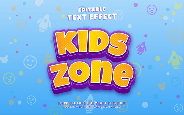 Premium Vector | Kids zone text style effect