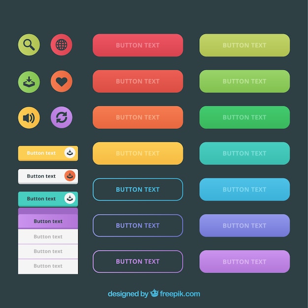 Download Kinds of web buttons in colors Vector | Free Download