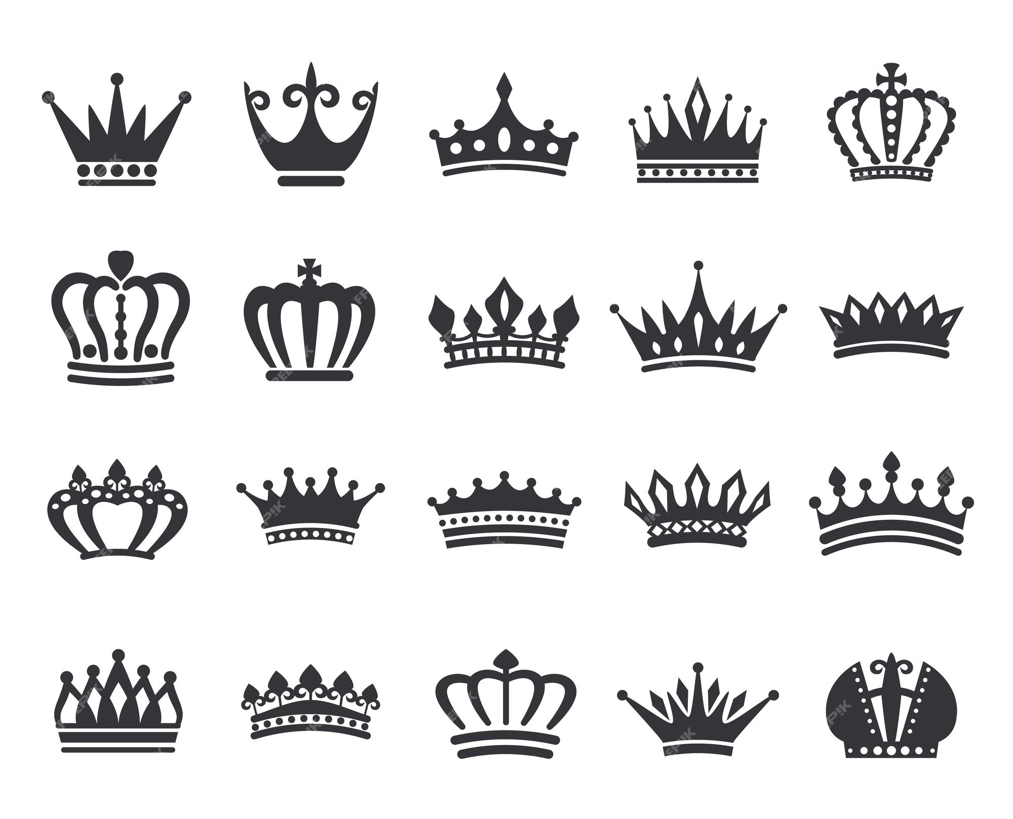 Premium Vector | King crowns icon silhouette, queen tiara, royal crown ...