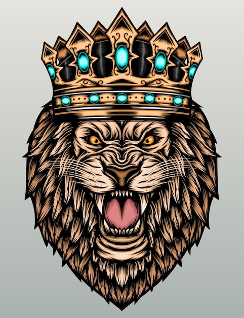 Download Premium Vector | King lion with crown.