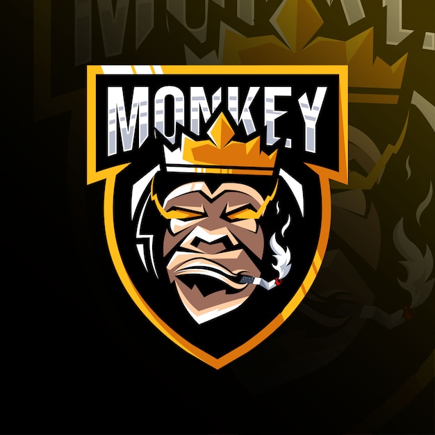 Premium Vector | King monkey mascot logo esport template