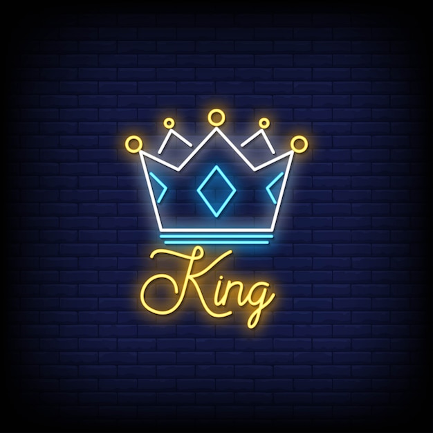 King neon signs style text | Premium Vector