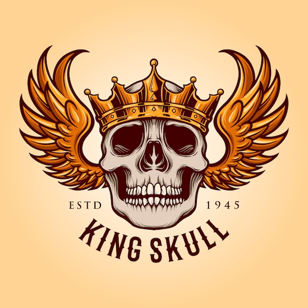 Download Premium Vector | King skull with flying logo mascot ...