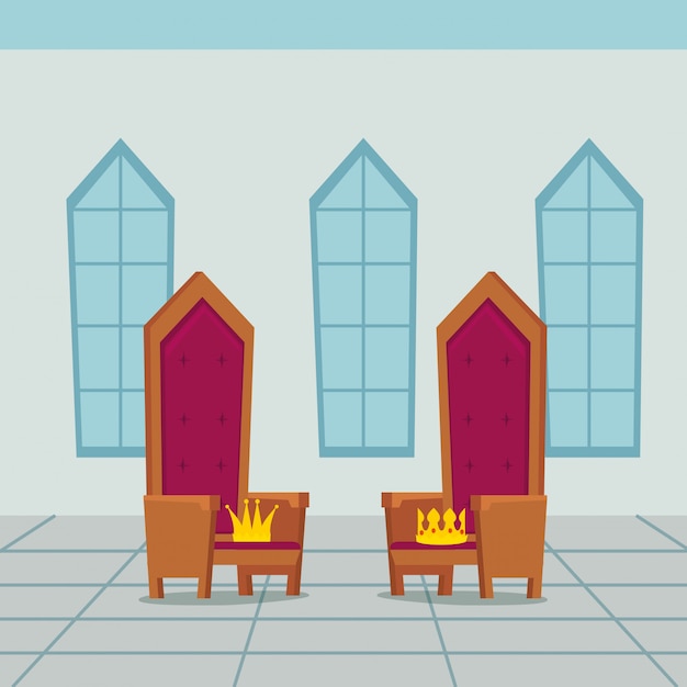 城の屋内の王の椅子 無料のベクター