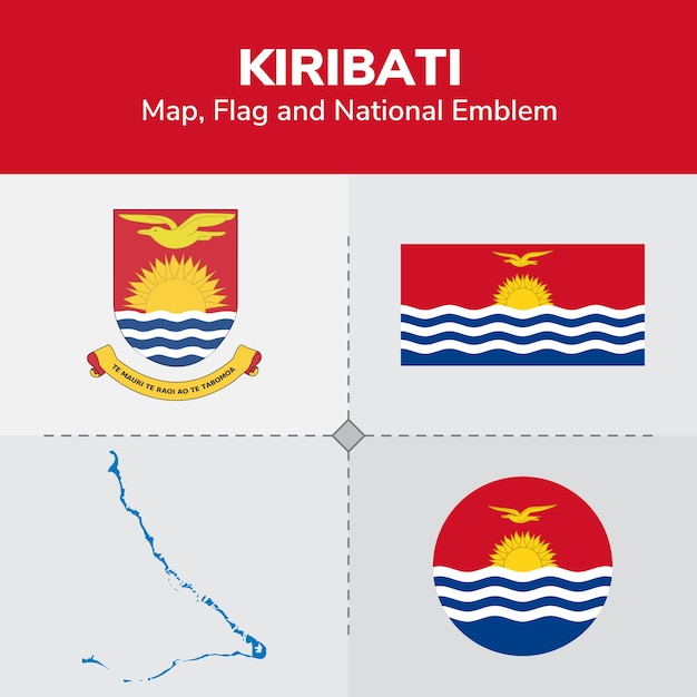 キリバスの地図 国旗 プレミアムベクター