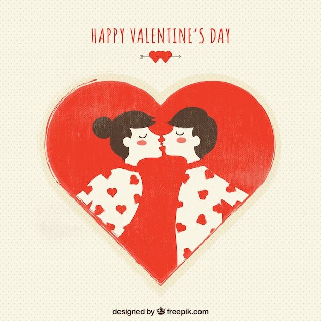 Free Vector | Kissing couple greeting card