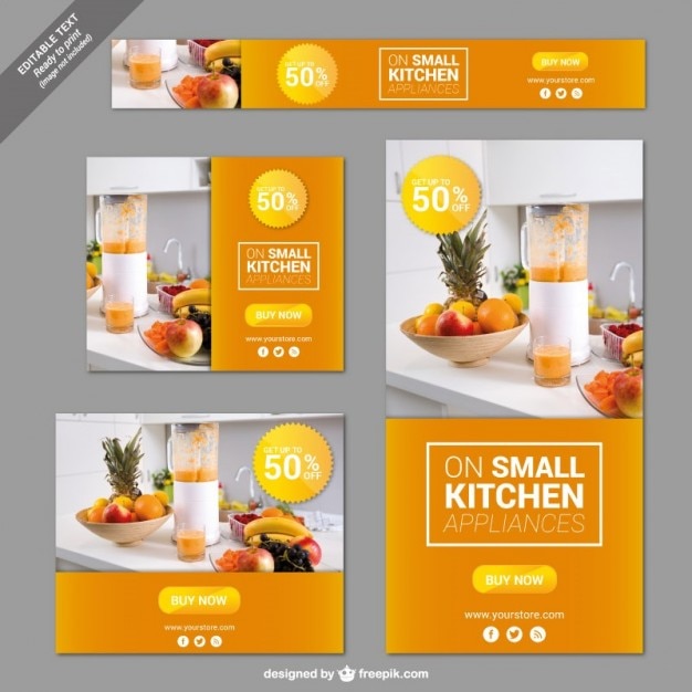 Kitchen Appliances Banners Vector Free Download