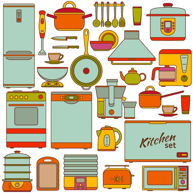 Premium Vector Kitchen Appliances Set Illustration