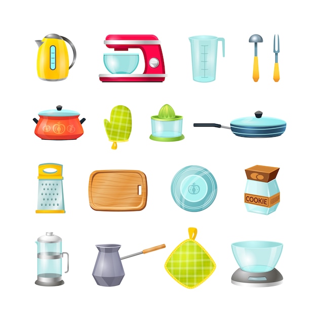 View Detail Premium Vector | Kitchen cartoon icon set, kitchen cooking. Portfolio Daryl