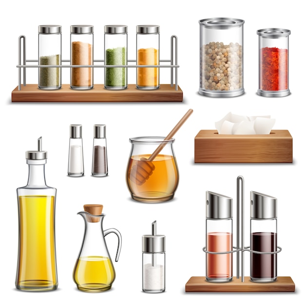 Download Free Vector | Kitchen herbs spices realistic set