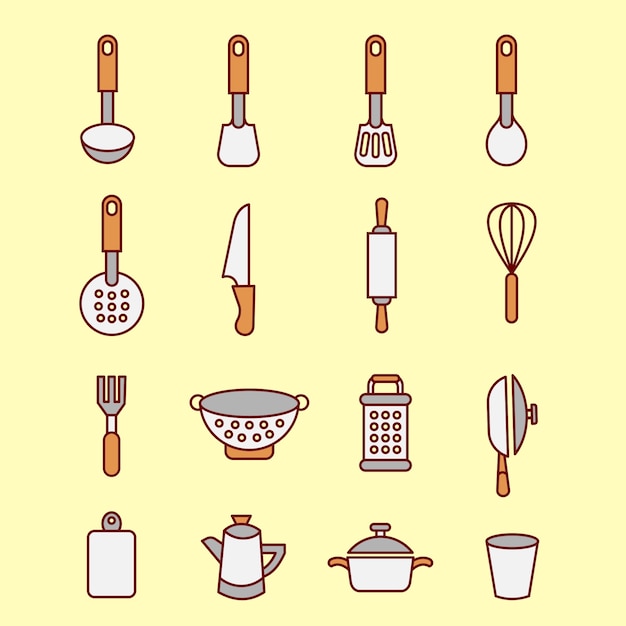 View Detail Kitchen icons set chef | Premium Vector Daryl Interior