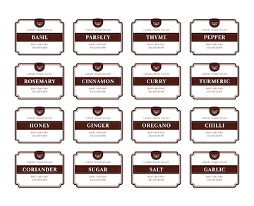 Premium Vector | Kitchen seasoning pantry label sticker set with simple ...