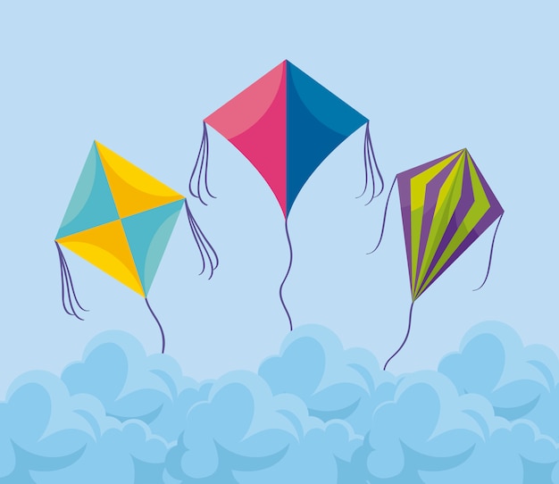 Premium Vector Kites Flying In The Sky 4893