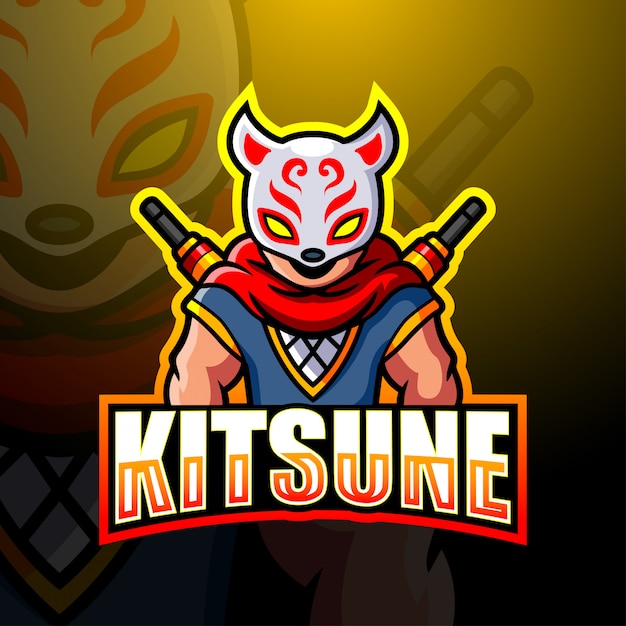 Premium Vector | Kitsune ninja mascot esport