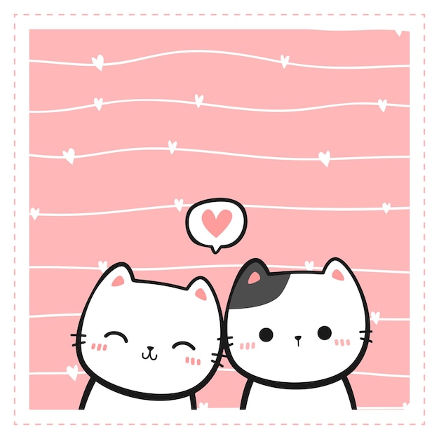 Premium Vector | Kitty cat lover couple cartoon doodle illustration ...