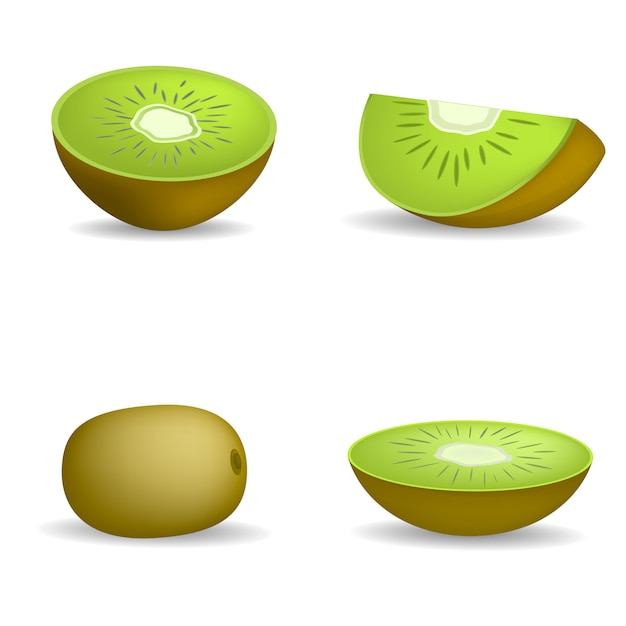 Download Premium Vector | Kiwi fruit food slice icons set ...