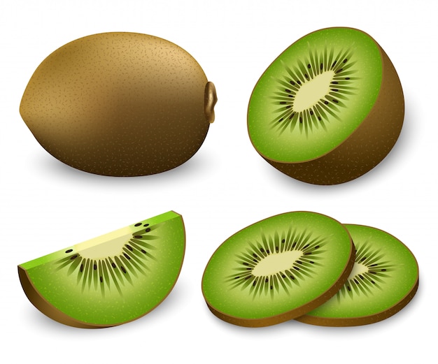 Download Kiwi fruit food slice icons set | Premium Vector