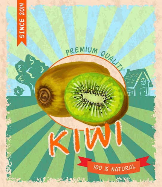 Premium Vector | Kiwi retro poster