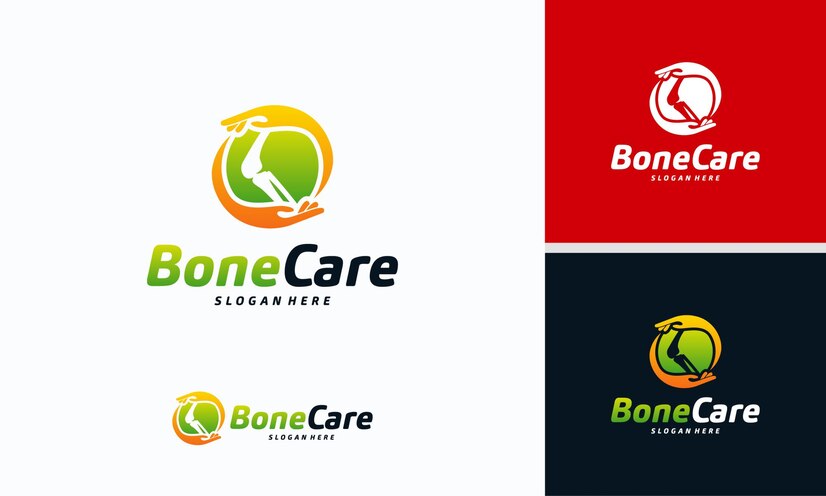  Knee bone logo designs concept, knee care logo template, health bone logo symbol icon Premium Vecto