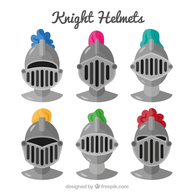 Free Vector | Knight helmets with colorful style