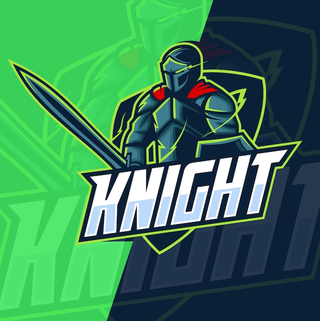 Knight mascot esport logo design Premium Vector