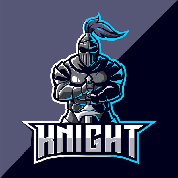 Knight mascot esport logo design | Premium Vector