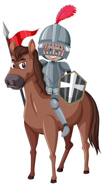 Premium Vector | Knight riding horse cartoon character on white background