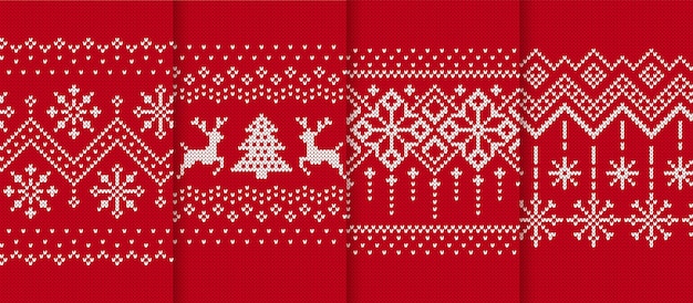 Premium Vector  Knit seamless pattern. red knitted textures. christmas borders. holiday ugly 