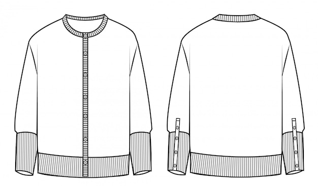 Premium Vector | Knitted cardigan fashion sketch template