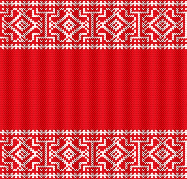 Premium Vector | Knitted christmas geometric ornament knit winter red ...