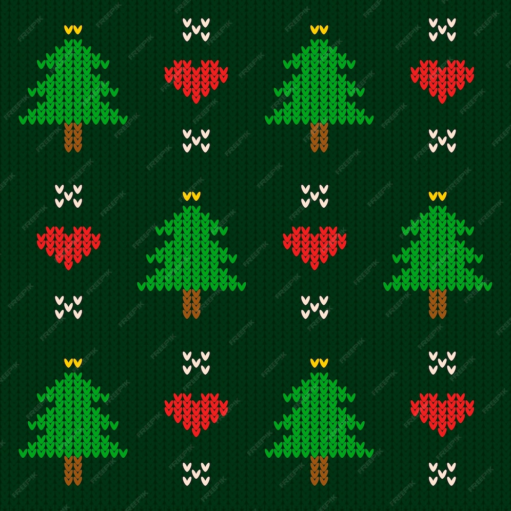 Free Vector Knitted christmas pattern template