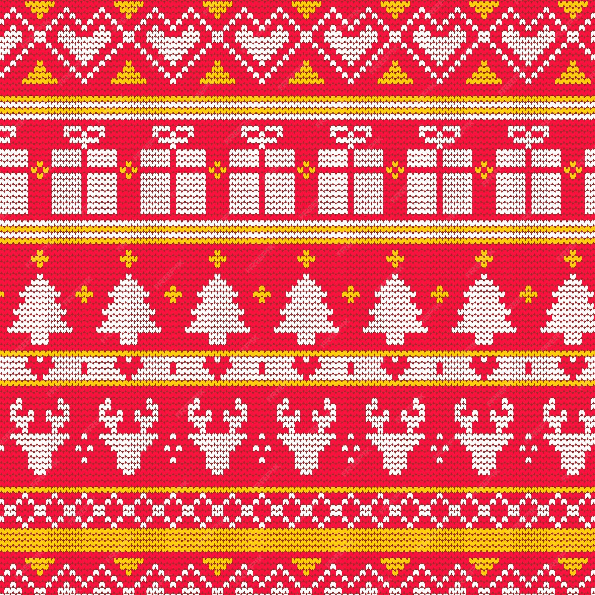 Free Vector Knitted christmas pattern