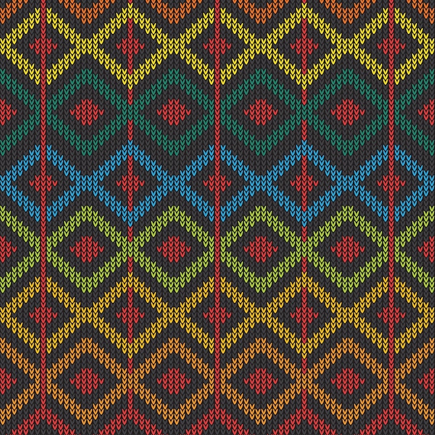 Knitted pattern texture design Premium Vector