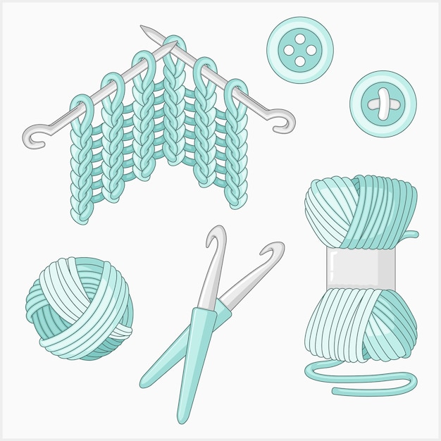 Premium Vector | Knitting illustrated vector set