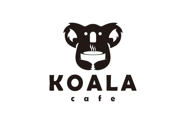 Premium Vector | Koala logo design inspiration with a bowl of hot food