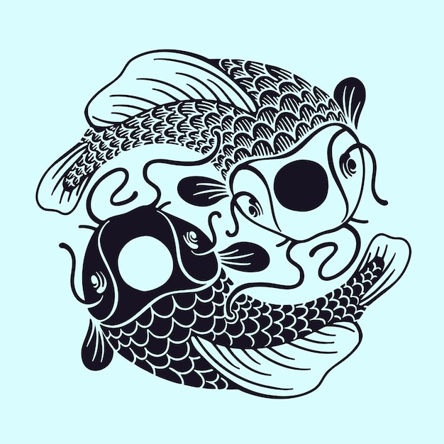 Premium Vector | Koi carps in the shape of the yin yang symbol ...