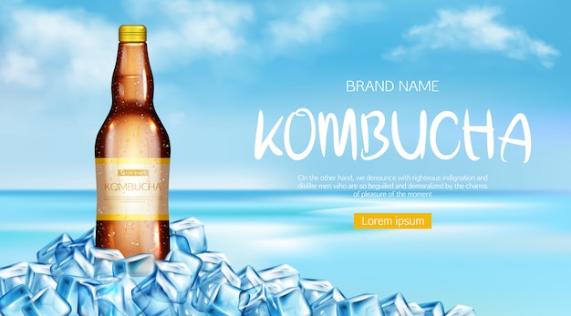 Download Free Vector Kombucha Bottle Mockup Banner