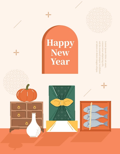 Premium Vector | Korea tradition vector illustration happy new year