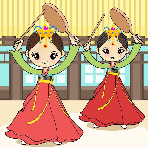 Premium Vector | Korean dance girls