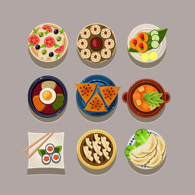 韓国料理イラスト プレミアムベクター