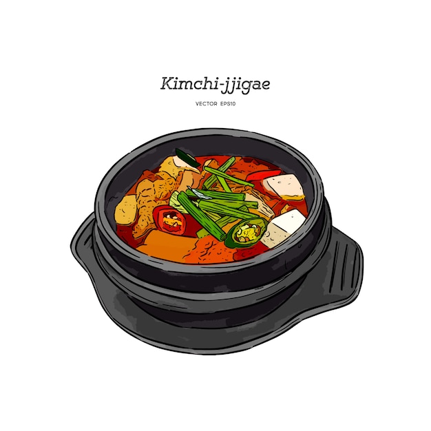 Premium Vector Korean Food Kimchi Jjigae