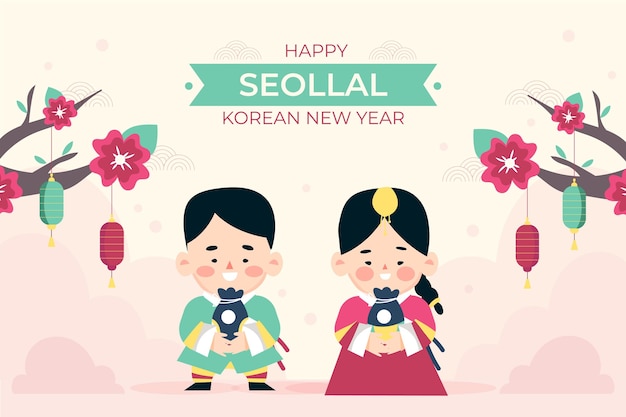 Free Vector | Korean new year illustration