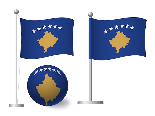 Download Kosovo flag on pole and ball icon | Premium Vector