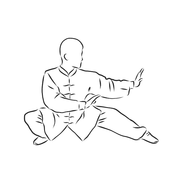 Premium Vector | Kung fu chinese. vector sketches in a simple contours ...