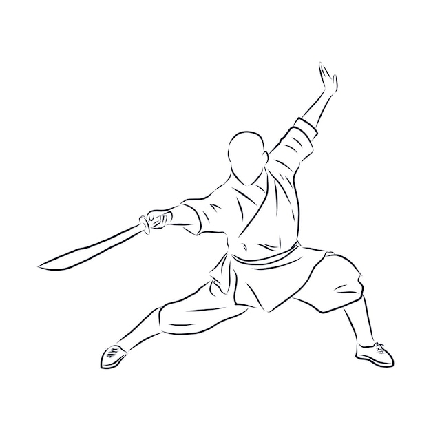 Premium Vector Kung fu fighter vector sketch kung fu chinese martial