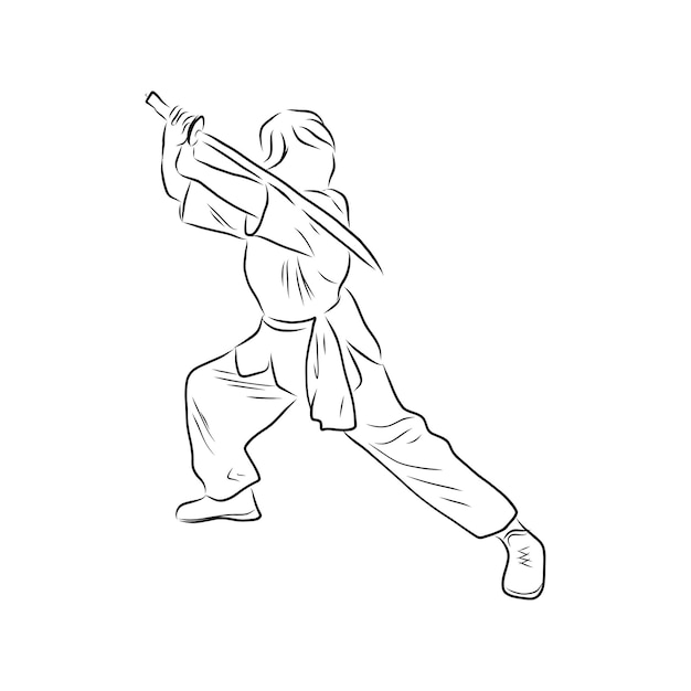 Premium Vector Kung fu fighter vector sketch kung fu chinese martial
