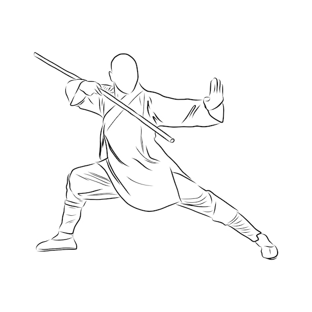 Premium Vector | Kung fu fighter vector sketch kung fu chinese martial ...