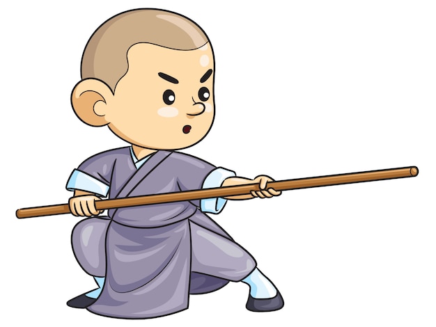 Kung fu kid cartoon Vector | Premium Download