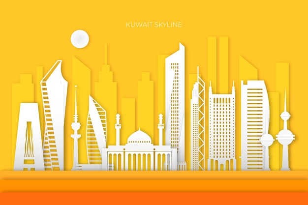 Download Free Download Free Kuwait Skyline In Paper Style With Yellow Background Use our free logo maker to create a logo and build your brand. Put your logo on business cards, promotional products, or your website for brand visibility.