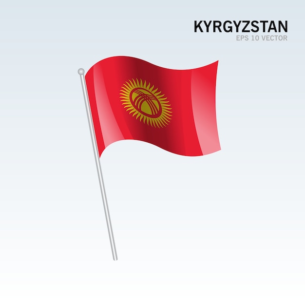 Download Kyrgyzstan waving flag isolated on gray background ...